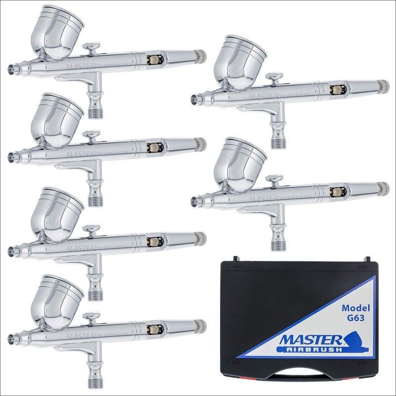 Master Airbrush 6 Pack Set of Multi-Purpose Precision Dual-Action Gravity Feed Airbrushes - Image 1